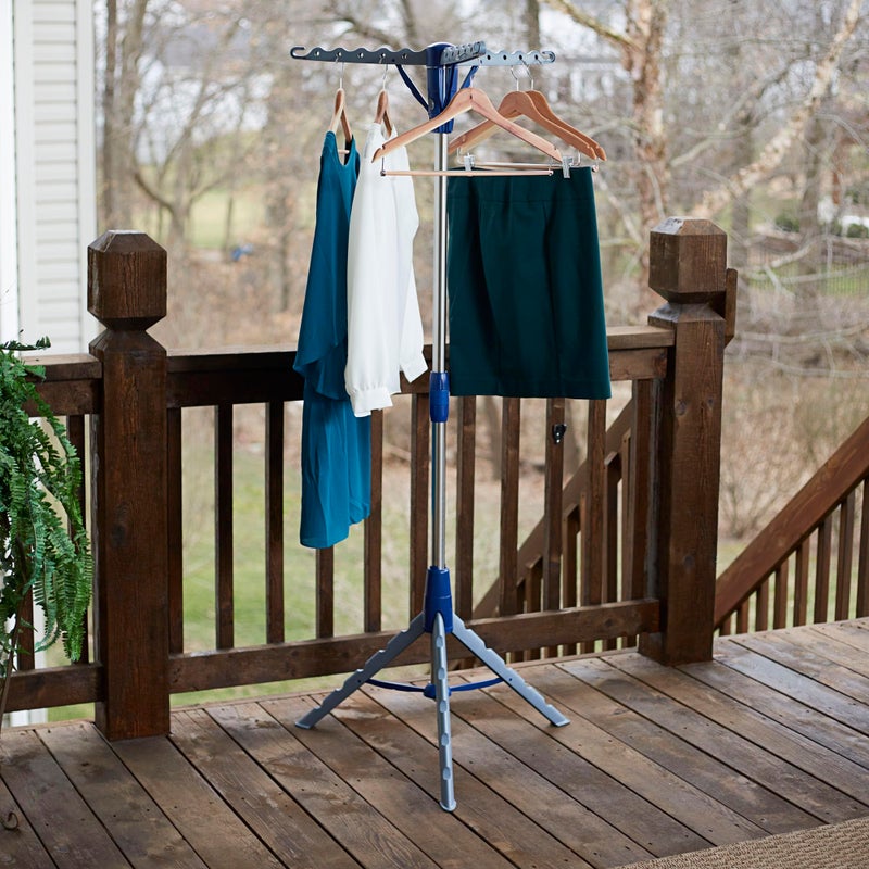 Household Essentials 5009-1 Collapsible Portable Indoor Tripod Clothes Drying Rack for Hanging Laundry | Silver and Blue Medium - Image 2